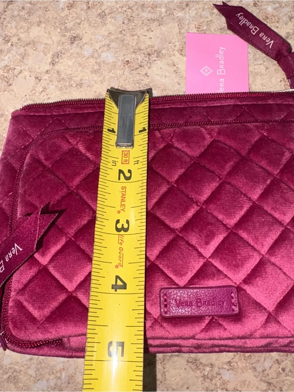 Vera Bradley Quilted Velvet Cosmetic Pouch in Raspberry